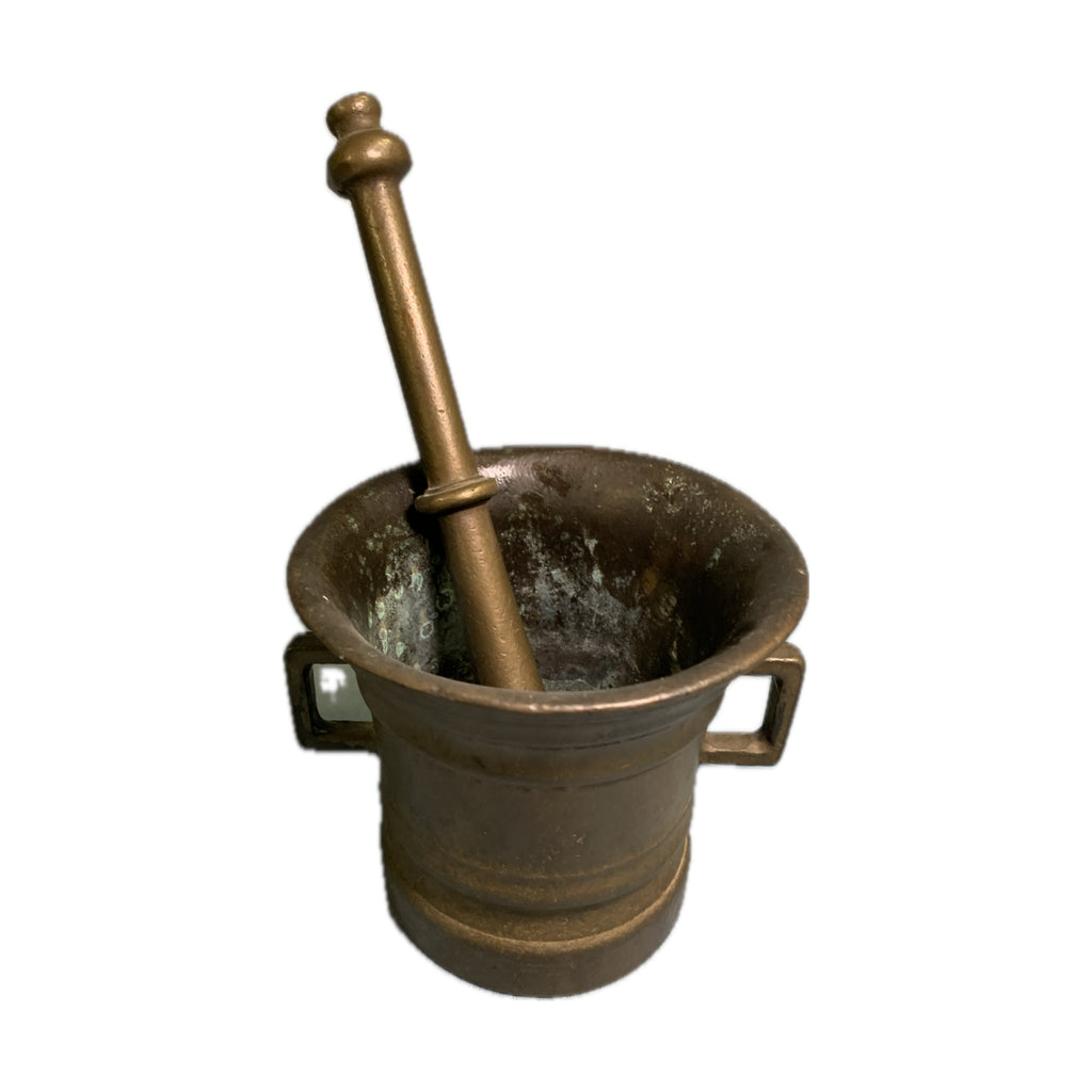 Antiker Apotheker-Mörser mit Pistill – Massives Messing/Bronze