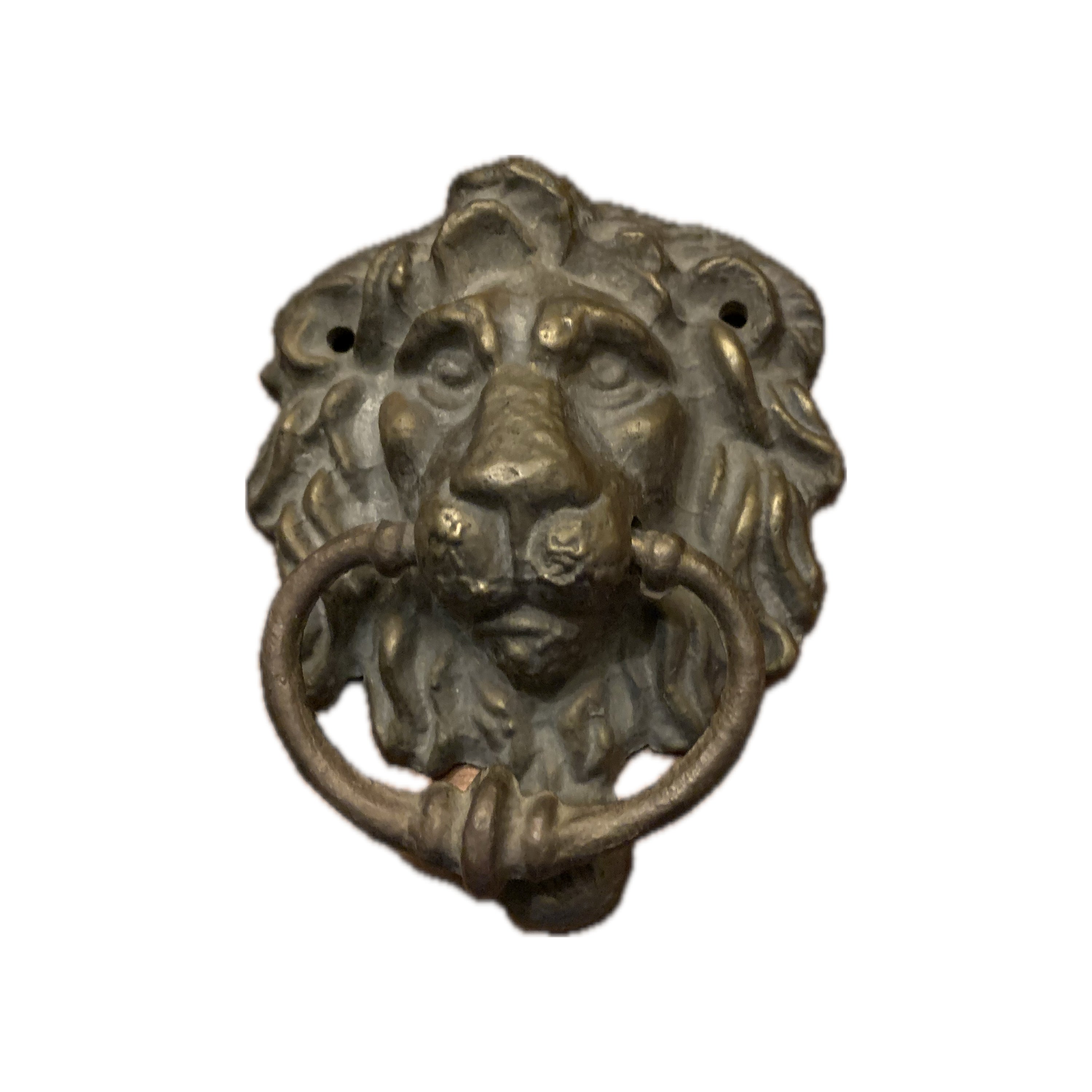 Fein ausgearbeiteter Türklopfer „Löwenkopf“-  Massives Messing
